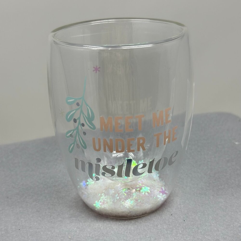 Meet Me Under the Mistletoe Double-Wall Stemless Glass – 10 oz | Slant